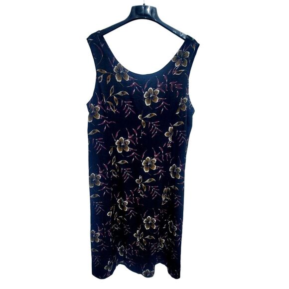 David Allan Designs Shift Midi Dress Womens 22W Sleeveless Black Tan Floral - Picture 4 of 7